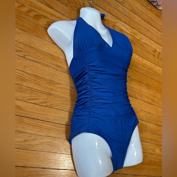J Crew Blue Ruched One Piece, size 8 - Picture 4 of 11